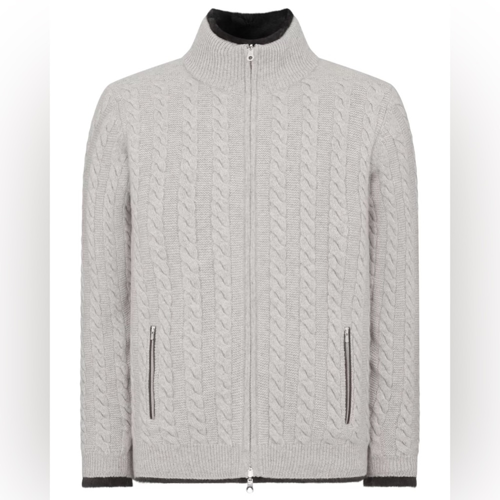 N.PEAL FULLY LINED CABLE CASHMERE FUR CARDIGAN JACKET!!! SOFT AS BUTTER! BNWT